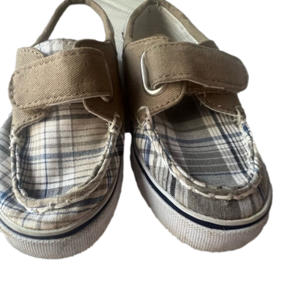 Cherokee Toddler Boys Plaid Slip-on Sneakers Velcro Strap Size 7